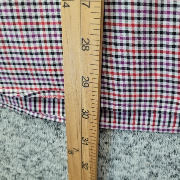 Jared Lang After‎ Hours Mens Slim Fit Gingham Dress Shirt Red Purple Black White - Picture 6 of 11